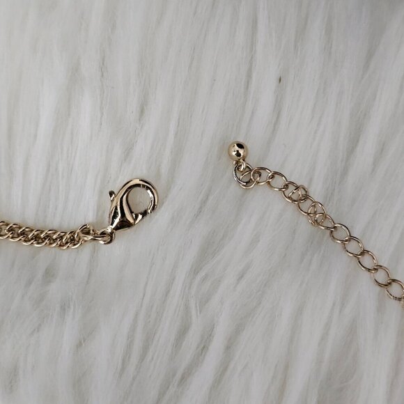 💎Vintage Aquamarine Rhinestones Inlaid Flower Gold Tone Necklace - Picture 8 of 9